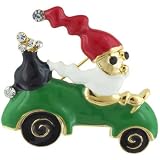 Santa Claus Christmas Traveling Rhinestone Brooches Pin