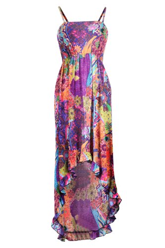 G2 Chic Women's Printed Mid-Length Flattering Summer Sun Dress(DRS-CAS,PPL-XXL)