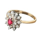 0.25 CT DARK RUBY, 0.29 CT DIAMOND RING