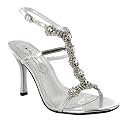 E86 Ladies Silver Bridal Prom Sandals Shoes Sizes 3-8