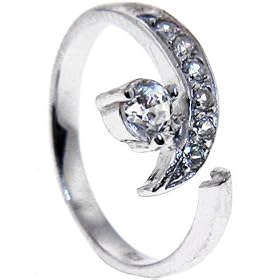 925 Sterling Silver Cubic Zirconia SOLITAIRE Toe Ring
