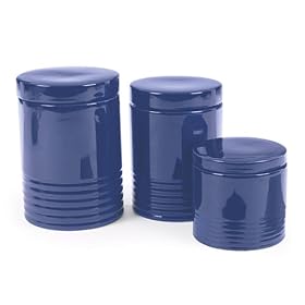 <b>Chantal 3 Piece Ceramic Ring Canister Set, Cobalt Blue</b>