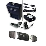 PRO SERIES Equivalent PANASONIC DE-A25 External AC DC Mini Charger for CGA-S007 A/1B Battery used with LUMIX DMC-TZ1 / DMC-TZ3 Digital Cameras - USB Charging Port for USB Enabled Cell Phones and MP3 Players ** Cable NOT for PC / Photo transfer - Package Includes 4-in-1 Memory Card Reader for Data Transfer
