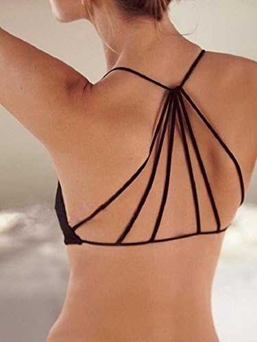 WEEL ARROW Women's Cross Strap Bustier Beach Tank Black, OneSize