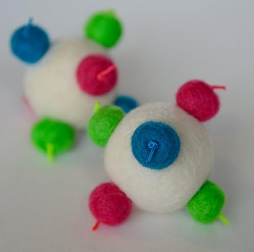 Two Sputnik Inspired Springtime Catnip Scented Balls Made from Hand Felted Wool