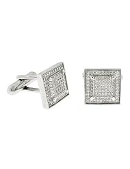 .925 Sterling Silver Micropave Rhodium Cufflink