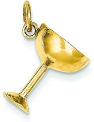 14K Yellow Gold Champagne Glass Charm Pendant Jewelry