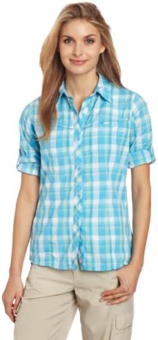 Columbia Women's Bug Shield Plaid Long Sleeve Shirt, Riptide, Small