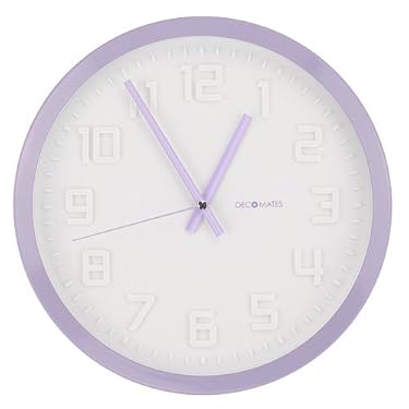 DecoMates Non-Ticking Silent Wall Clock - Color Rim (Lavender)