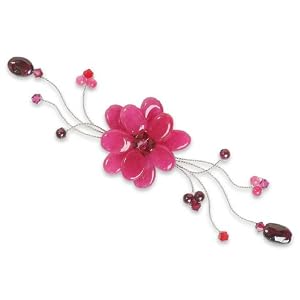 Garnet brooch, 'Raspberry Bouquet' 5.1 W 2.4 L by