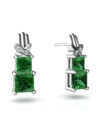 Created Emerald 14kt White Gold Earrings