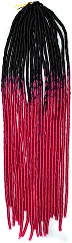Colorlife 1 Pack 20" Black to Hot Pink Two Color Soft Dread Lock Crochet Braid Hair Extension Synthetic Braiding Hair