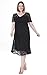 Sapphyra Women's Plus Double V Neck Sheer Sleeve Full Lace Dress Size 1X-5X