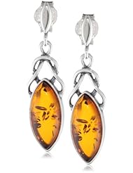 Sterling Silver Amber Celtic Design Marquis Dangle Earrings