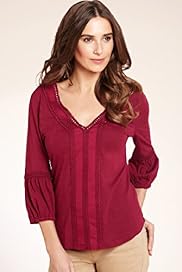 Indigo Collection Cotton Blend Embroidered Top with Modal