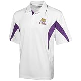 LSU Tigers PGA Tour White Color Block Golf Polo Shirt