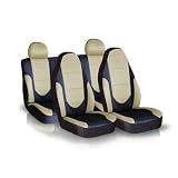 Car Seat Cover Full Set High Back Black and Beige