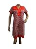 Bollywood Fashion Womens Kurti Red Floral Printed Cotton Tunic Top Small Size