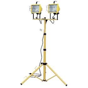 Vestil HLGN-PWL Pedestal Halogen Work Light with Double Head Clamp, 500 Watt