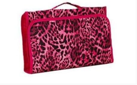 Pink Leopard Tri-fold Hanging Jewelry and Cosmetic Organizer Bag with 28 Pockets