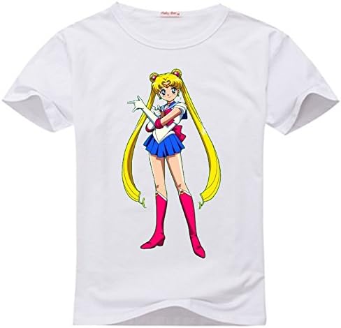 Angelbaby Lin Little kids Sailor Moon White T-shirts Size S(4-5Y,Chest:60CM)