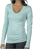 Bella Ladies Sheer Rib Long Sleeve Longer Length V-Neck T Shirt. 8750