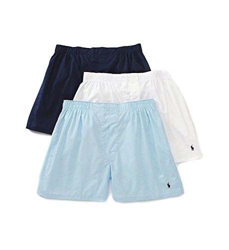 Polo Ralph Lauren Classic Woven Boxer 3-Pack, L, Navy / White / Blue