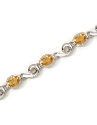14K White Gold Oval Citrine Bracelet by Jewelry Mountain