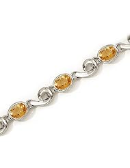 14K White Gold Oval Citrine Bracelet