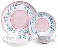 Caleca Pink Garland 5-Piece Dinnerware Place Setting, Service for 1