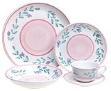 Caleca Pink Garland 5-Piece Dinnerware Place Setting, Service for 1