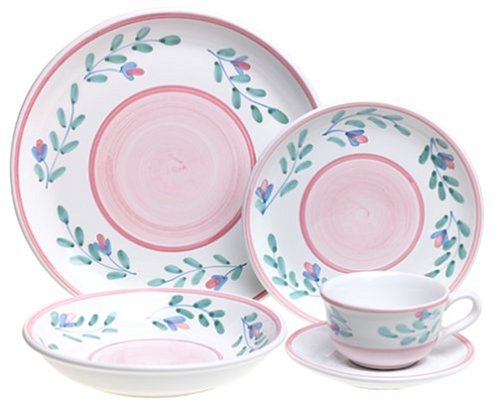 Caleca Pink Garland 5-Piece Dinnerware Place Setting, Service for 1