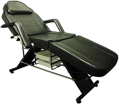 Heavy Duty Fully Adjustable Black Steel Salon SPA Facial Tattoo Massage Chair Table Bed Beauty Furniture w/ Baskets