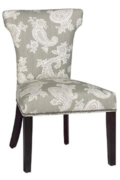 Contemporary Curved back Parsons Chair, SHINY CHRM NLHD, CHELSEA SILVER