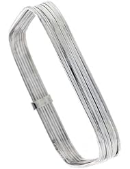 Sterling Silver Square Shape Flat 7 Band Stackable slip on Semanario Bangle 5/16 inch wide, 7 ¼ inch
