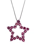 10K White Gold Garnet Star Pendant