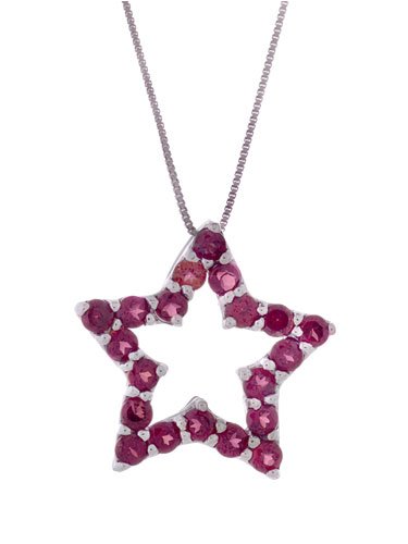 10K White Gold Garnet Star Pendant