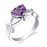 Sterling Silver 1.50 cts Heart Shape Amethyst Ring Size 8