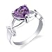 Sterling Silver 1.50 cts Heart Shape Amethyst Ring Size 8