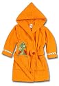 Kinderbademantel Badem&auml;ntel Frottee mit Kapuze, Tasche und Stickerei Drache, Serie "Magic" Farbe orange Gr&ouml;sse 110/116
