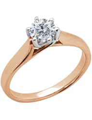 0.60 Ct Round H/I I1 Diamond 18K Rose Gold Ring