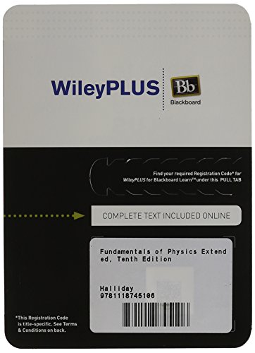 fundamentals of physics extended tenth edition wileyplus blackboard card