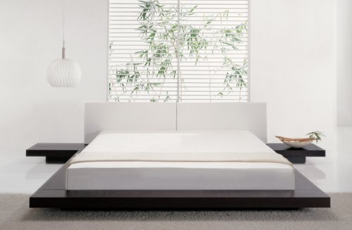 Modloft Modern Furniture: Worth Queen Platform Bed + 2 Nightstands