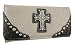 Western Wallets - Beige / Brown Filigree Cross Western Checkbook Wallet