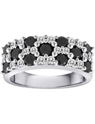 10k White Gold Black and White Diamond Ring (1 1/2 cttw, H-I Color, I2-I3 Clarity)