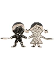 1.53ct Black & White Diamond Pave Kids Charm Pendant Fashion Jewelry