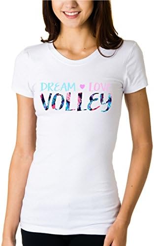 Activewear Apparel Juniors Dream Love Volley T-shirt (Large, White)