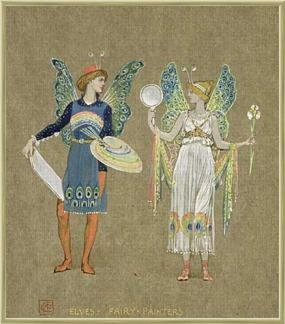 Cover image : Bild mit Rahmen: Walter Crane, Elves and Fairy Painters, , 70 x 80 - Aluminium Classic: Gold poliert