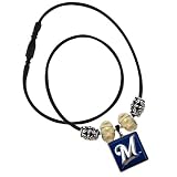 MLB Milwaukee Brewers Life Tiles Necklace Blue Tile with Beads