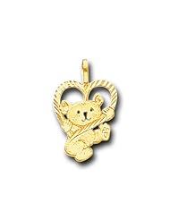 14K Solid Yellow Gold Light Koala Bear Charm Pendant